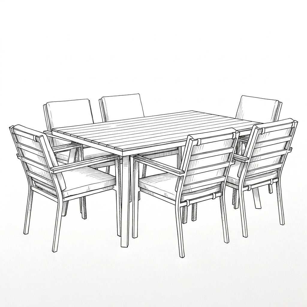Nova Heidi 6 Seat Dining Set with 1.5 x 1.0m Rectangular Table, N25015