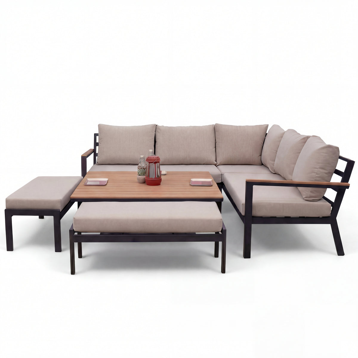 Nova Heidi Deluxe Corner Sofa Lounge Dining Set with Square Rising Table, N25003