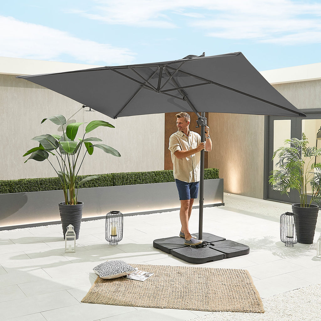 Nova Solis Cantilever Parasol, 3m x 2m Rectangular, Grey, N17664
