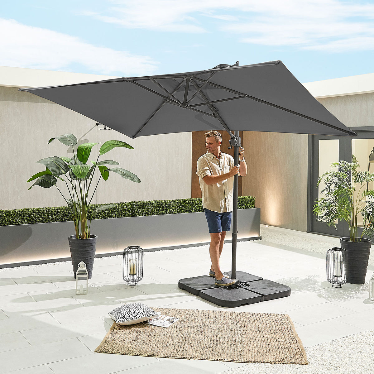 Nova Solis Cantilever Parasol, 3m x 2m Rectangular, Grey, N17664