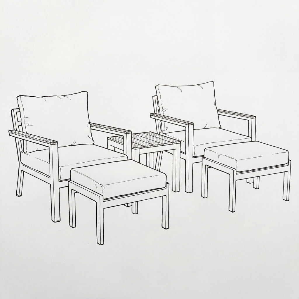 Nova Heidi 5pc Lounging Set with Square Side Table, N25010
