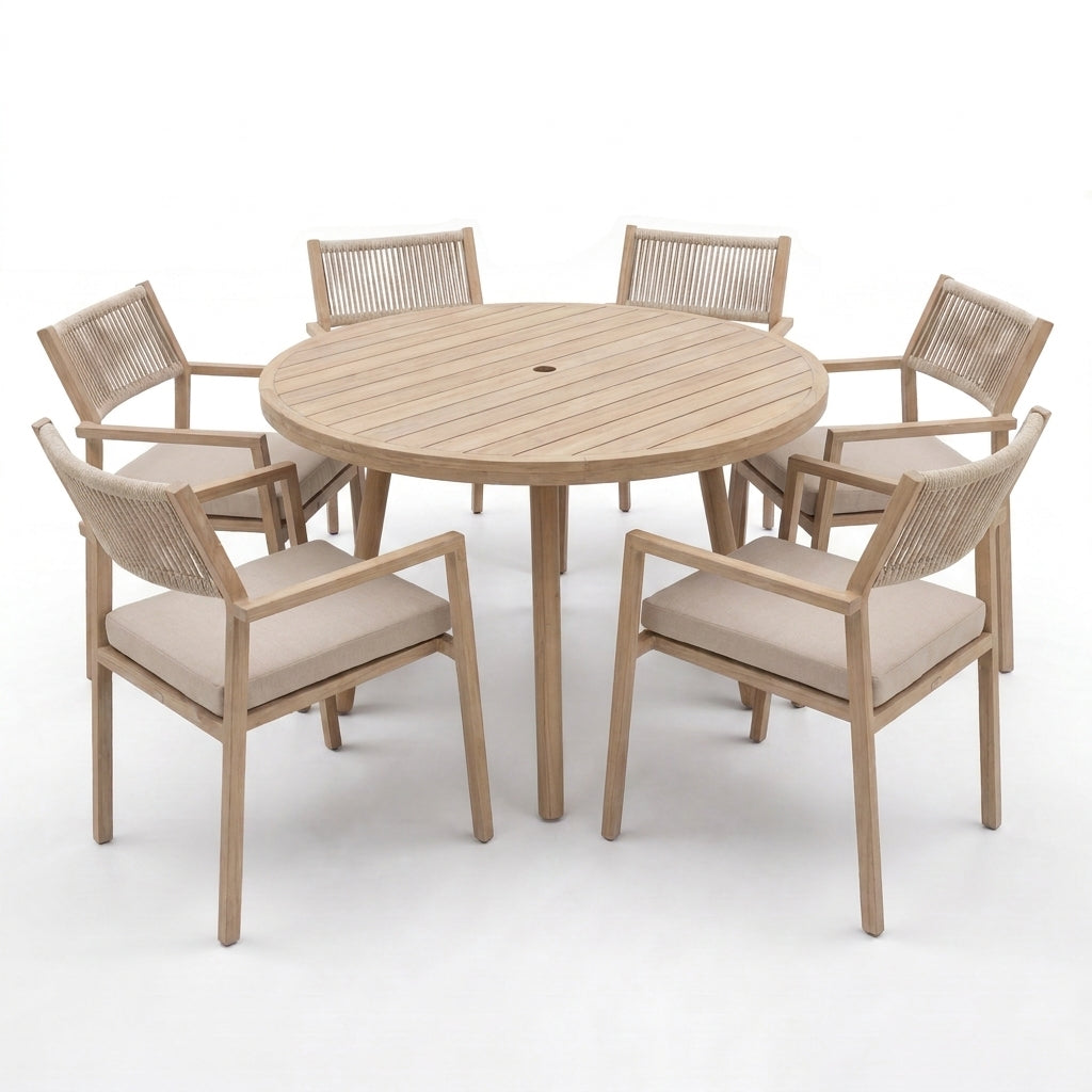 Nova Eleanor 6 Seat Dining Set with 1.5 Round Table, N26003