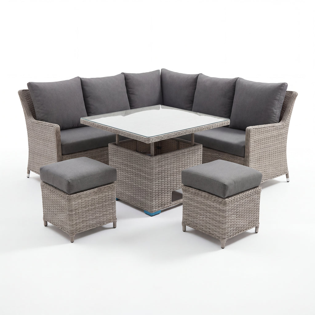 Nova Magnus Compact Corner Sofa Lounge Dining Set with Square Rise & Fall Table (Plus), N27214