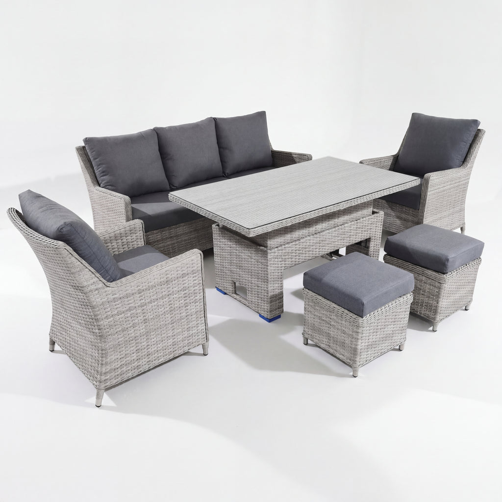 Nova Magnus 3 Seater Sofa Lounge Dining Set with Rectangular Rise & Fall Table (Plus), N27215