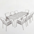 Nova Harvey 8 Seat Dining Set with 2.2 x 0.9m Rectangular Table, Grey, N27013