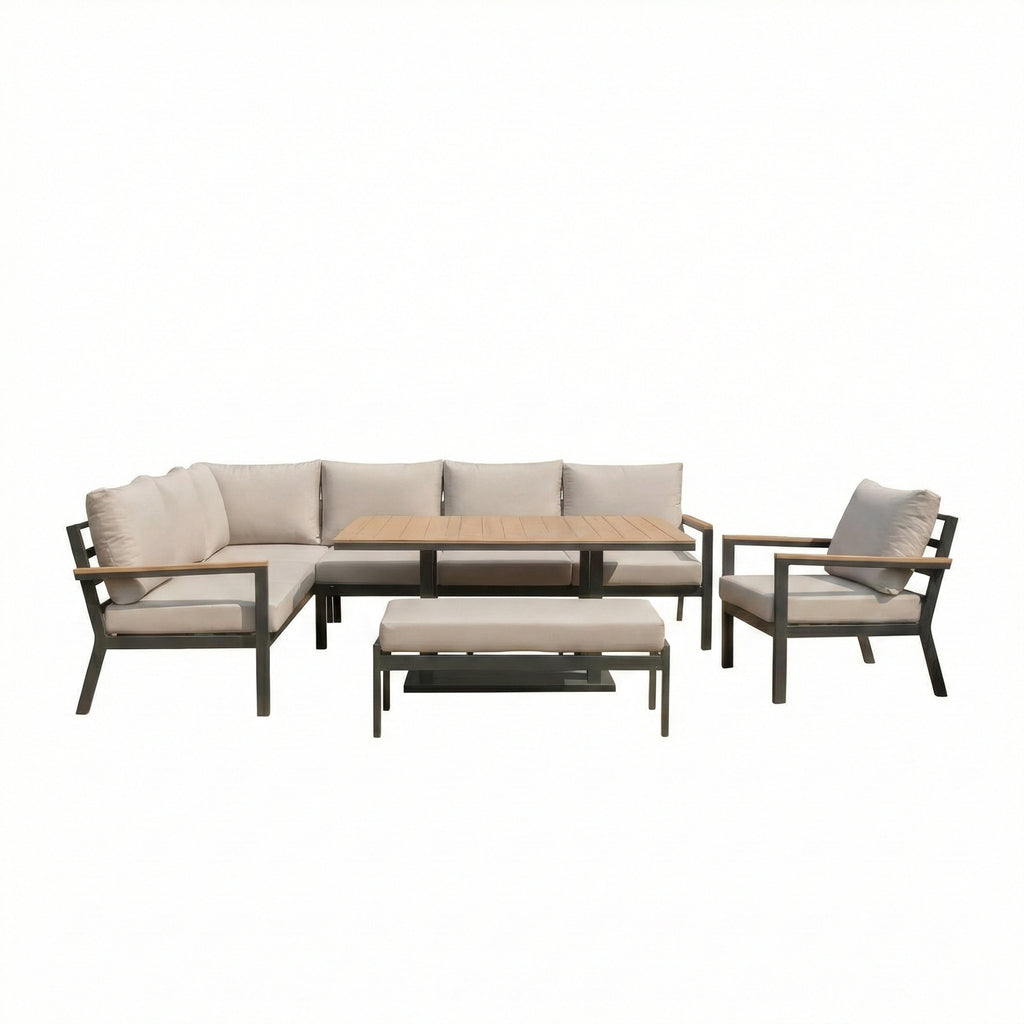 Nova Heidi Left Hand Corner Sofa Lounge Dining Set with Rectangular Rising Table, N25000