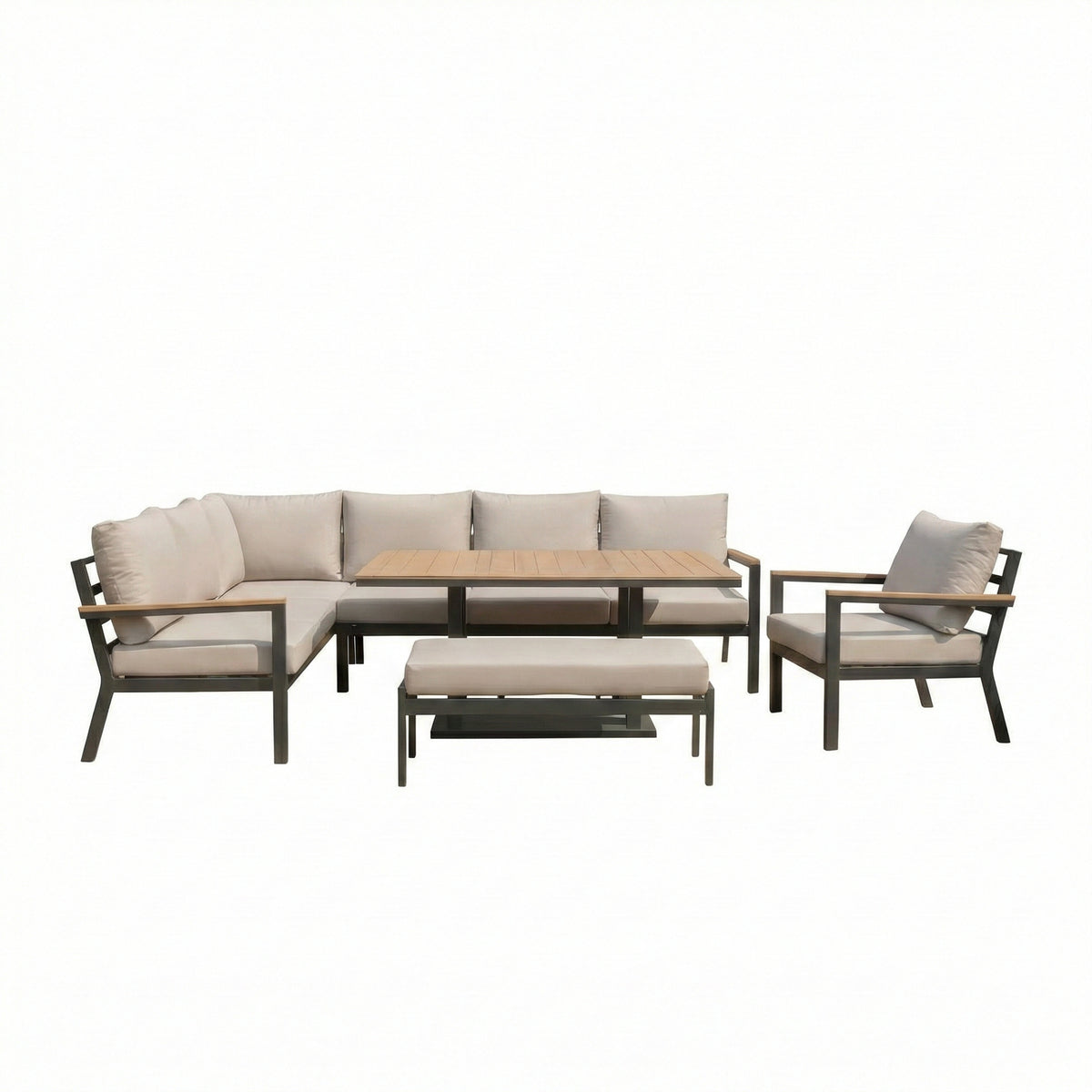 Nova Heidi Left Hand Corner Sofa Lounge Dining Set with Rectangular Rising Table, N25000