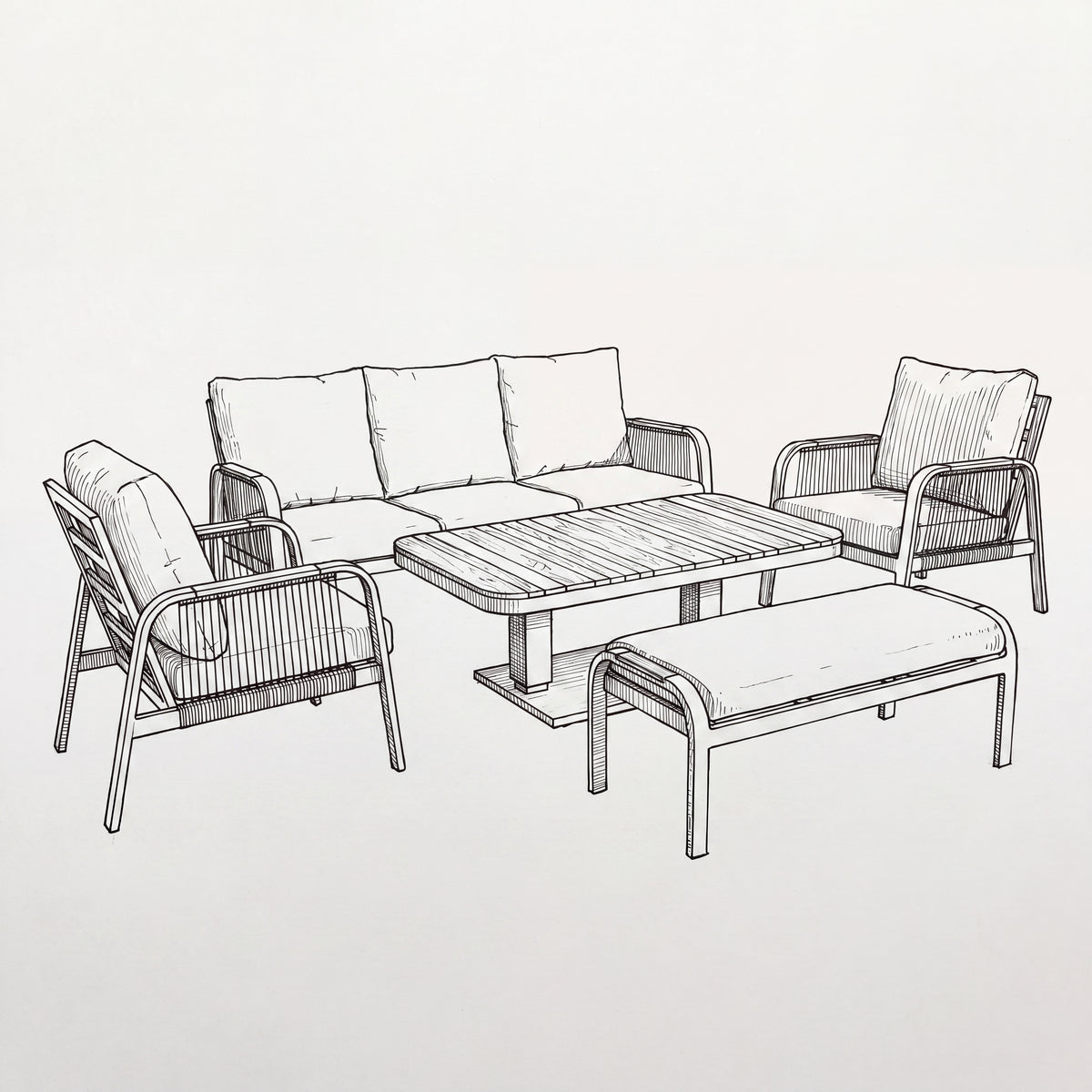 Nova Harvey 3 Seater Sofa Lounge Dining Set with Rectangular Rising Table (Plus), Grey, N27003