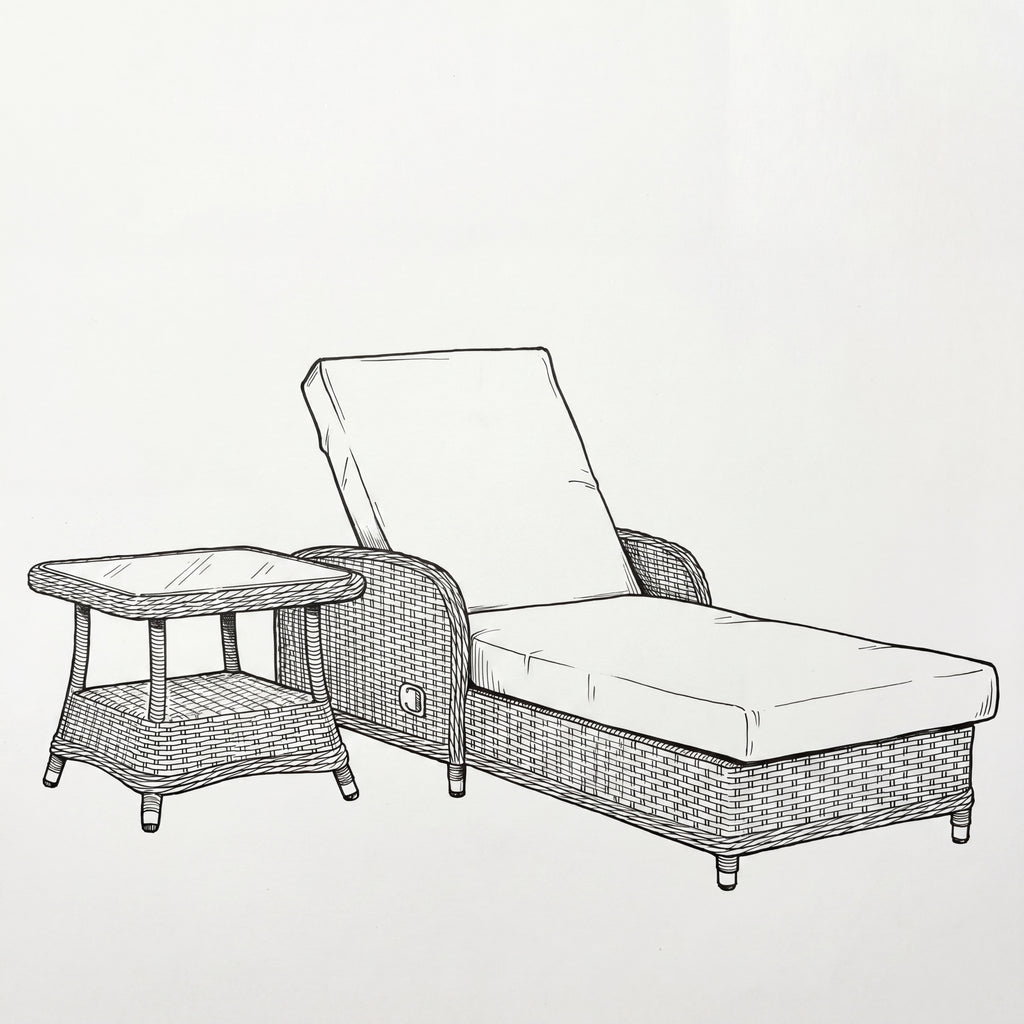 Nova Avery Sun Lounging Set with Square Side Table, Grey, N27099