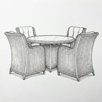 Nova Avery 4 Seat Dining Set with 1.2m Round Table (Clear Glass), Grey, N27102