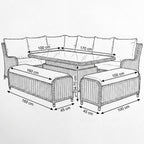 Nova Avery Grande Left Hand Corner Sofa Lounge Dining Set with Rectangular Rise & Fall Table (Plus), Grey, N27093