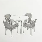 Nova Autumn 4 Seat Dining Set with 1.1m Round Table, Beige, N27126