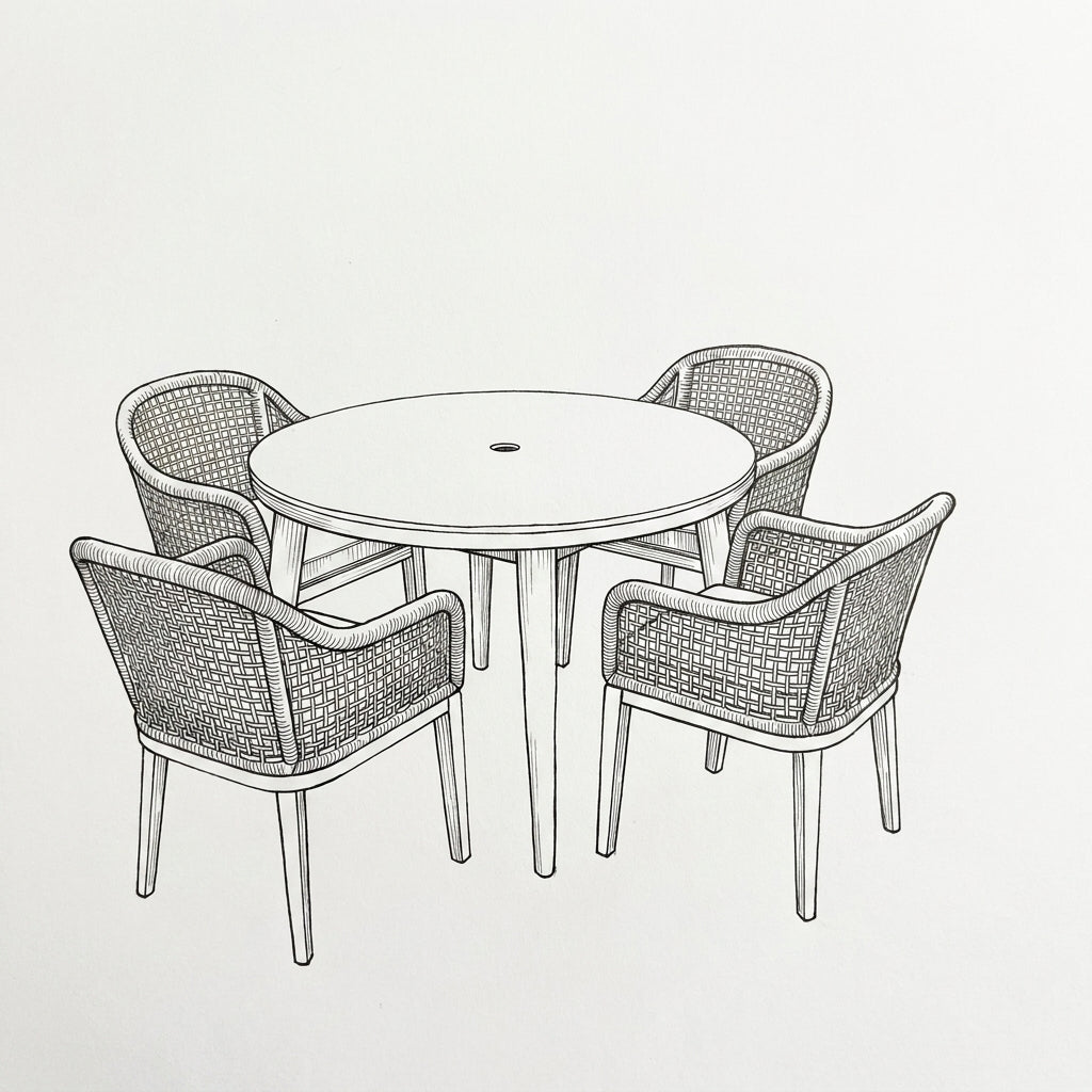 Nova Autumn 4 Seat Dining Set with 1.1m Round Table, Beige, N27126