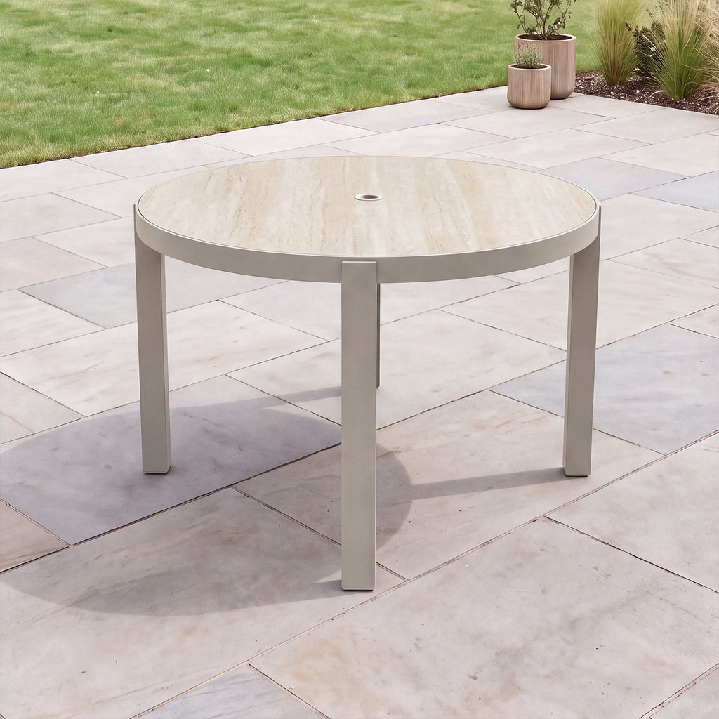 Nova Aire 4 Seat Dining Set with 1.2m Round Table, Pebble, N27241