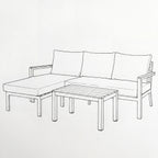Nova Heidi 3 Seater Chaise Sofa Lounging Set with Rectangular Coffee Table, N25008
