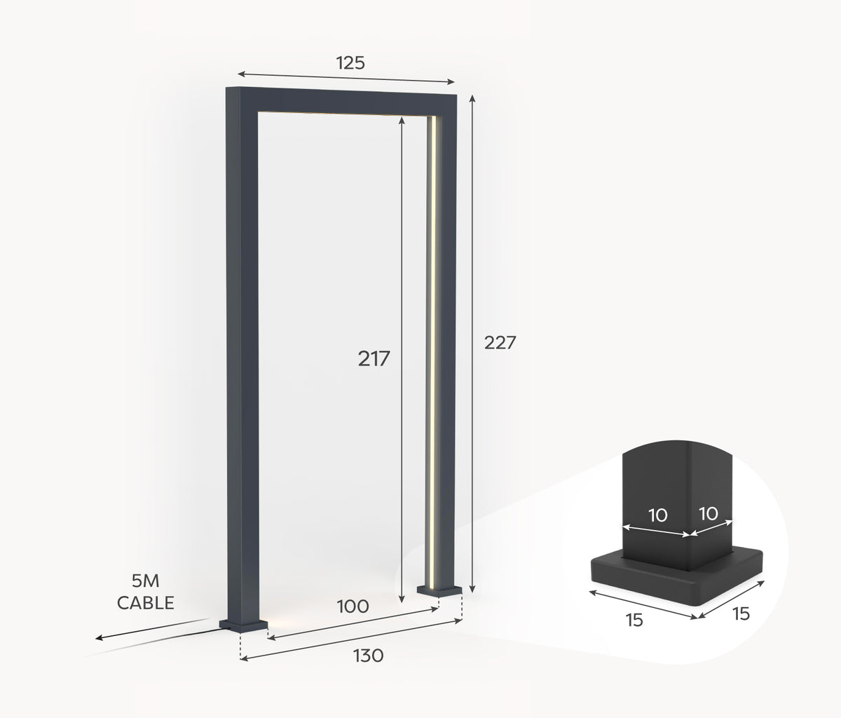 Nova Titan RGBW LED Pathway Arch, 125cm, Single arch, Grey, N26266