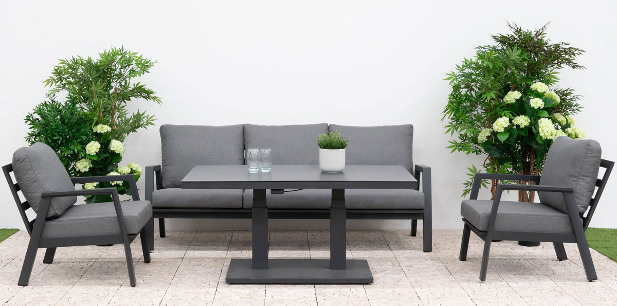 Nova Phoenix 3 Seater Sofa Lounge Dining Set with Rectangular Rising Table, N25021