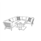 Nova Oscar L-Shaped Reclining Corner Sofa Lounge Dining Set with Rectangular Rising Table, Beige, N27015