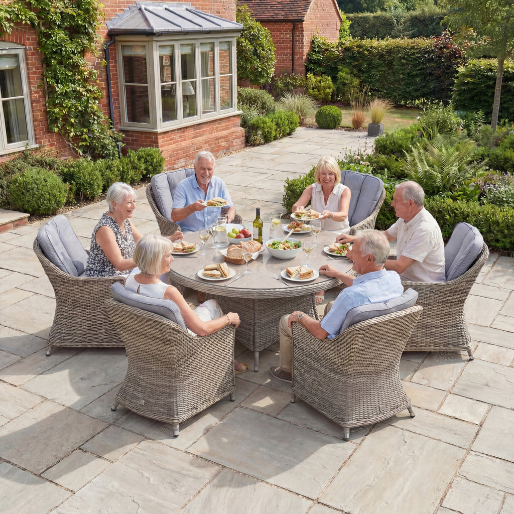 Nova Ivy 6 Seat Dining Set with 1.4m Round Table (Ceramic Glass), N26025