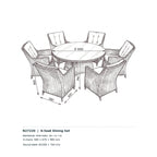 Nova Magnus 6 Seat Dining Set with 1.35m Round Table, N27220