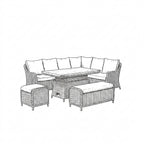Nova Ivy Right Hand Corner Sofa Lounge Dining Set with Rectangular Rise & Fall Table, N26008