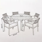 Nova Eleanor 6 Seat Dining Set with 1.5 Round Table, N26003