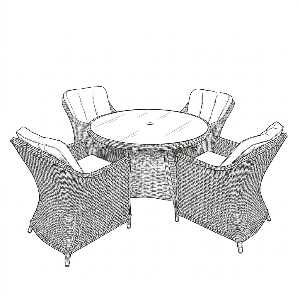Nova Ivy 4 Seat Dining Set with 1.2m Round Table (Ceramic Glass), N26024