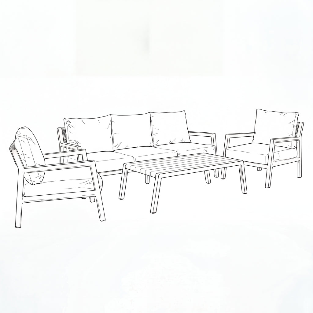 Nova Eleanor 3 Seater Sofa Lounging Set with Rectangular Coffee Table, N25128