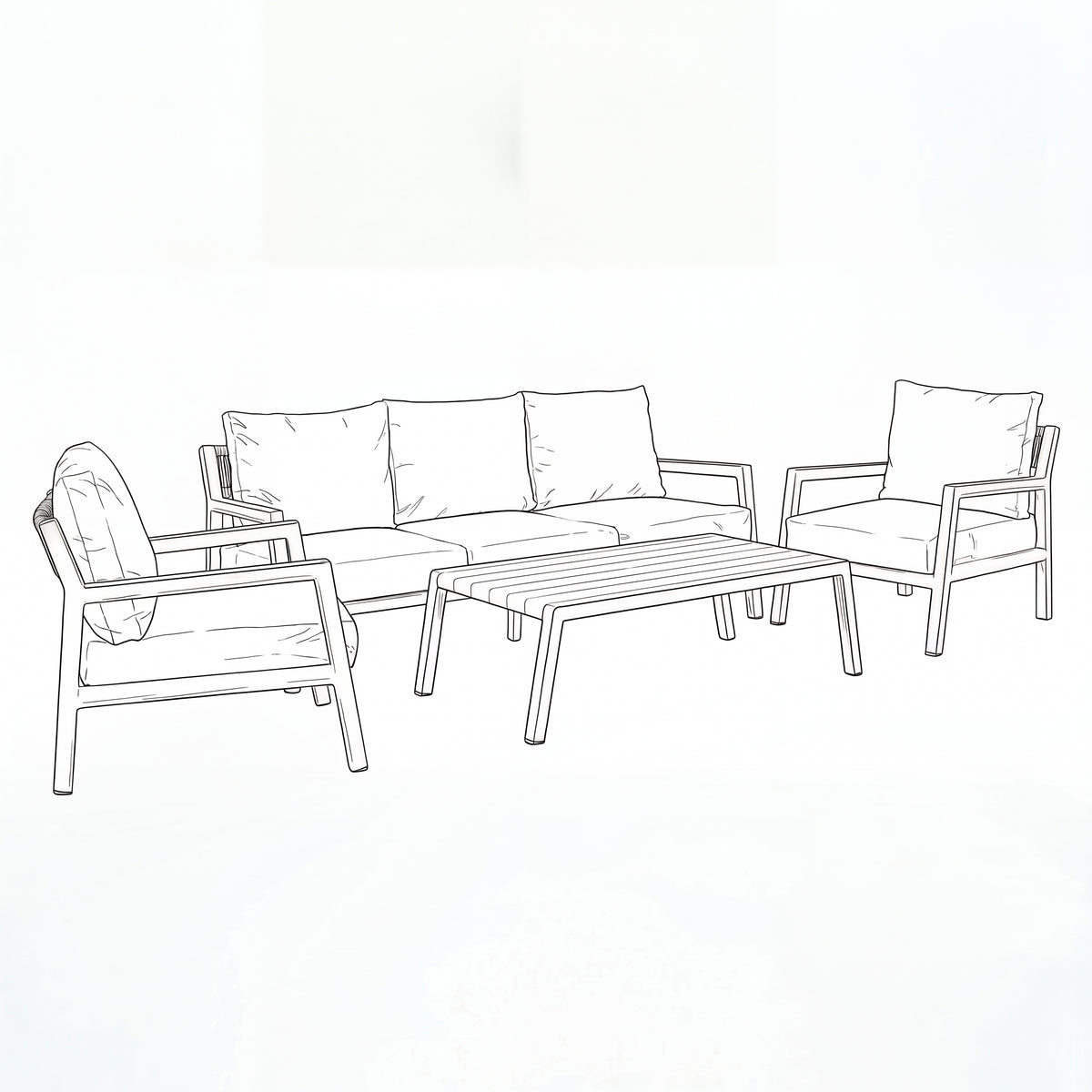 Nova Eleanor 3 Seater Sofa Lounging Set with Rectangular Coffee Table, N25128