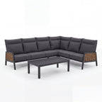 Nova Oscar Large Reclining Corner Sofa Lounging Set with Rectangular Coffee Table, Beige, N27017