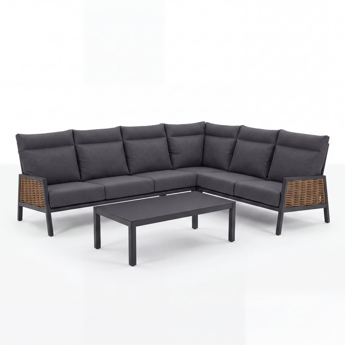 Nova Oscar Large Reclining Corner Sofa Lounging Set with Rectangular Coffee Table, Beige, N27017