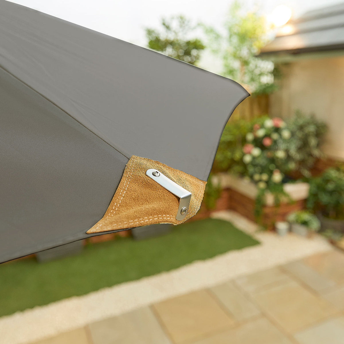 Nova Sylva Deluxe Wooden Parasol, 3m Round, Grey, N17226