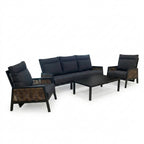 Nova Oscar 3 Seater Reclining Sofa Lounging Set with Rectangular Coffee Table, Beige, N27016