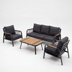 Nova Harvey 3 Seater Sofa Lounging Set with Rectangular Coffee Table, Grey, N27007