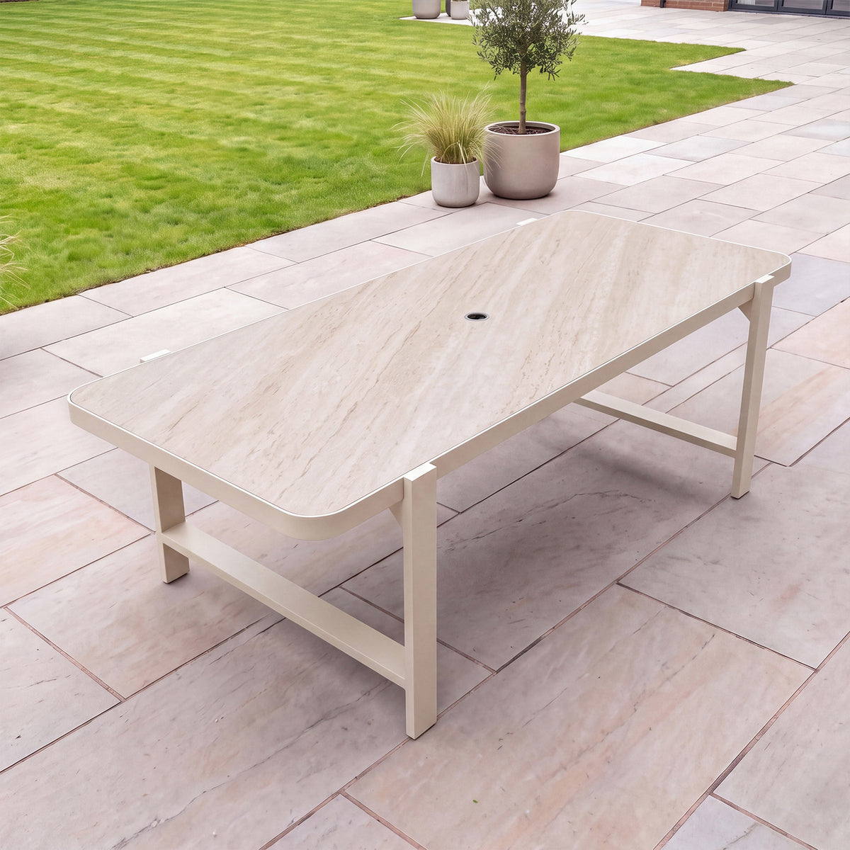 Nova Aire 8 Seat Dining Set with 2.2 x 0.9m Rectangular Table, Pebble, N27243