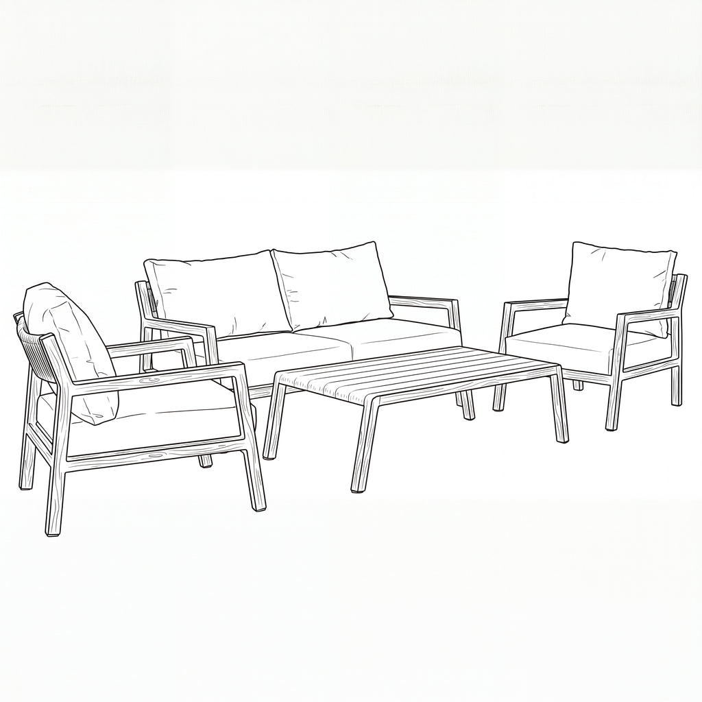 Nova Eleanor 2 Seater Sofa Lounging Set with Rectangular Coffee Table, N25127