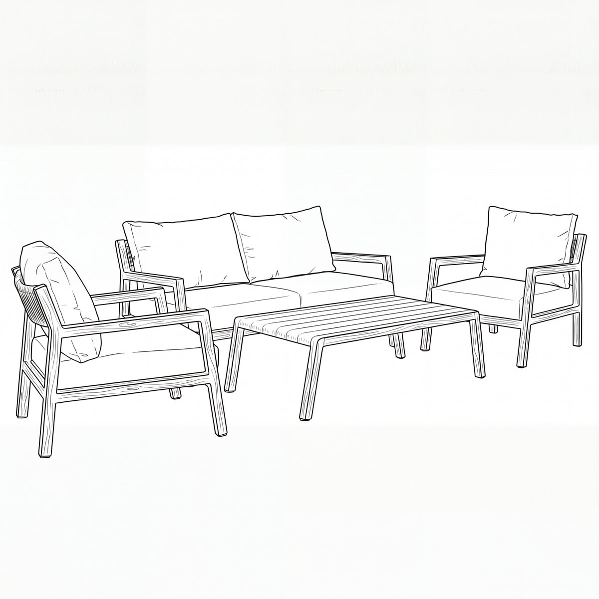 Nova Eleanor 2 Seater Sofa Lounging Set with Rectangular Coffee Table, N25127