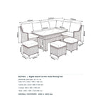 Nova Magnus Right Hand Corner Sofa Lounge Dining Set with Rectangular Rise & Fall Table, N27042