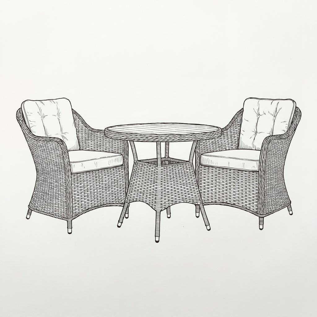 Nova Ivy 2 Seat Bistro Set with 0.75m Round Table (Ceramic Glass), N26023