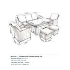 Nova Magnus 3 Seater Sofa Lounge Dining Set with Rectangular Rise & Fall Table (Plus), N27215