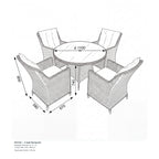Nova Magnus 4 Seat Dining Set with 1.2m Round Table, N27219
