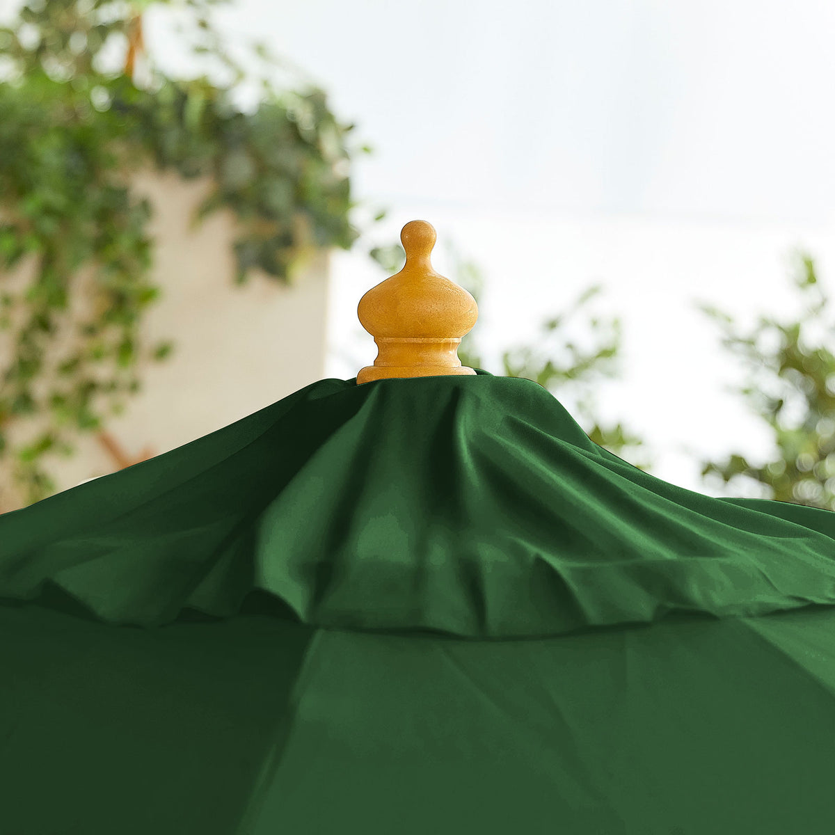 Nova Sylva Deluxe Wooden Parasol, 3m Round, Green, N15286