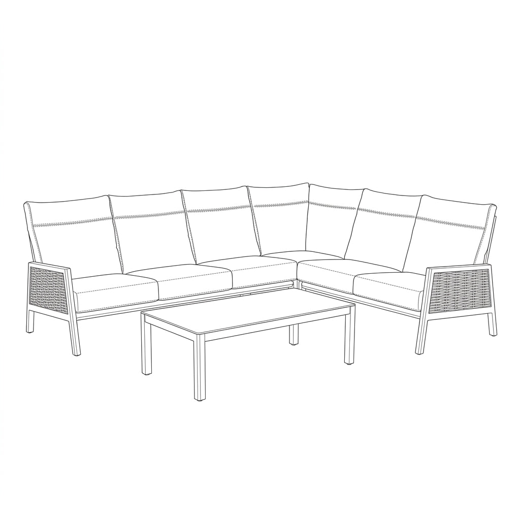 Nova Oscar Large Reclining Corner Sofa Lounging Set with Rectangular Coffee Table, Beige, N27017