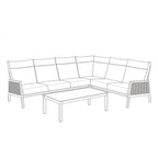 Nova Oscar Large Reclining Corner Sofa Lounging Set with Rectangular Coffee Table, Beige, N27017
