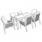 Nova Oscar 6 Seat Dining Set with 1.8 x 0.9m Rectangular Table, Beige, N27021