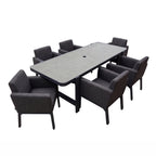 Nova Aire 6 Seat Dining Set with 2.2 x 0.9m Rectangular Table, Grey, N26040