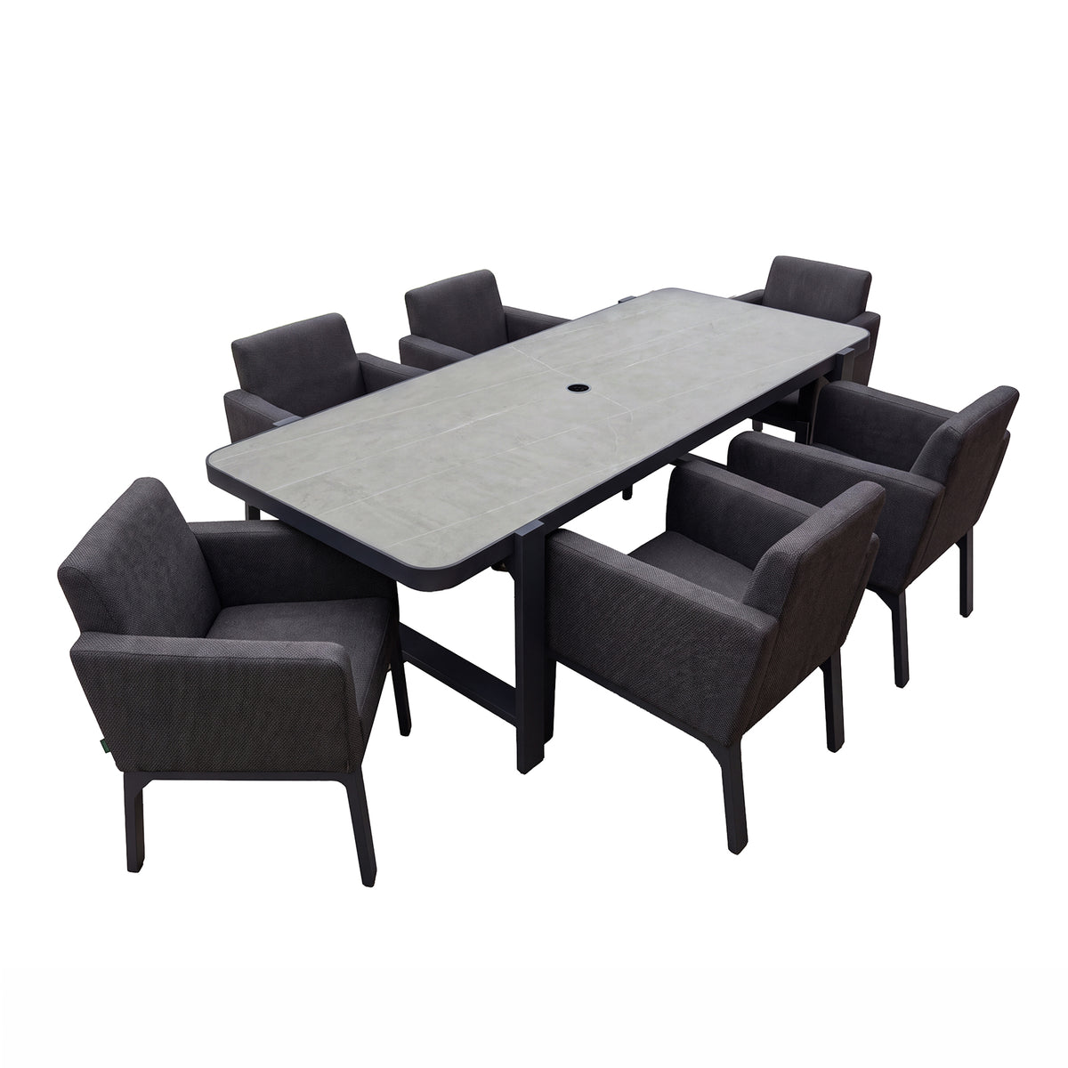 Nova Aire 6 Seat Dining Set with 2.2 x 0.9m Rectangular Table, Grey, N26040