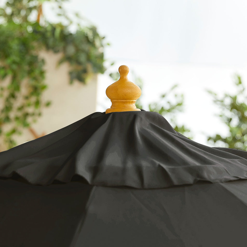 Nova Sylva Deluxe Wooden Parasol, 3m Round, Black, N15285