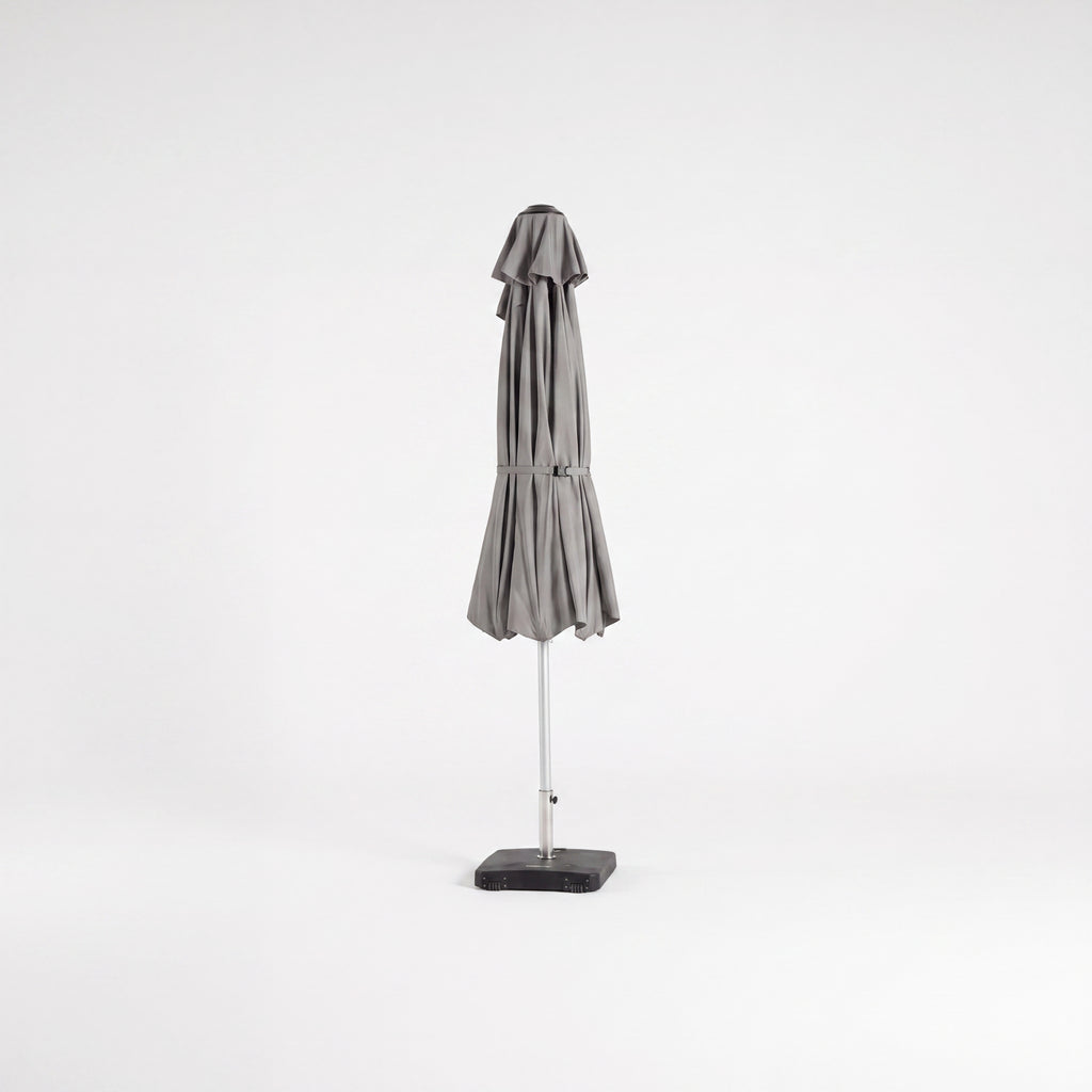 Nova Solis Enzo Crank Operated Deluxe Parasol, 3.0m round, Light grey, N24255