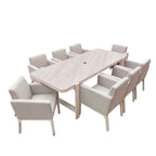 Nova Aire 8 Seat Dining Set with 2.2 x 0.9m Rectangular Table, Pebble, N27243